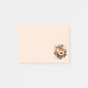 Orange Yellow Gray Blume Bouquet Post-it Klebezettel