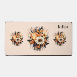 Orange Yellow Gray Blume Bouquet Schreibtischunterlage