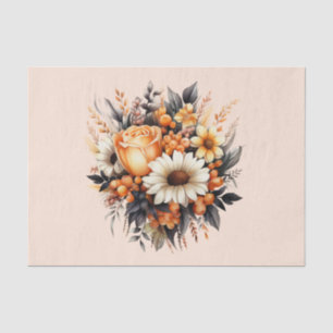 Orange Yellow Gray Blume Bouquet Seidenpapier
