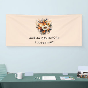 Orange Yellow Grey Blume Bouquet Business Banner