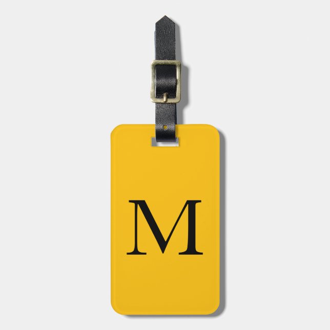 Orange Yellow Monogram Initials Name Geschenk Gefa Gepäckanhänger (Vorderseite vertikal)