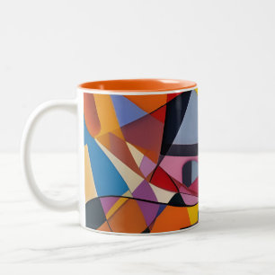 Orange Yellow Multi Modern Geometric Abstrakt Zweifarbige Tasse