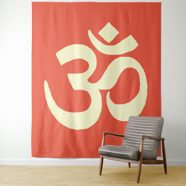 Orange Yellow Om Namaste Symbol Wandteppich (Beispiel)