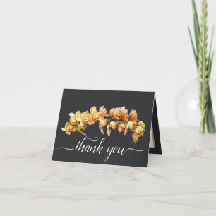Orange Yellow Orchids Grau Hintergrund Vielen Dank Karte