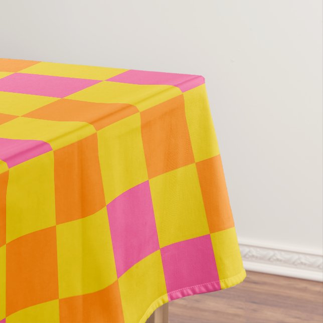 Orange Yellow Pink Checkered Pattern Design  Tischdecke (Beispiel)