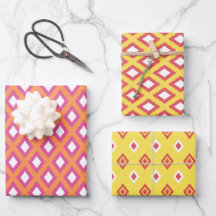 Orange, Yellow & Pink Tribal Diamond Ikat Muster