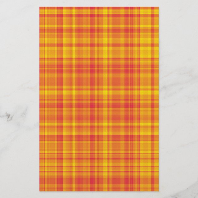 Orange Yellow Plaid Checker Pattern  Briefpapier (Vorderseite)