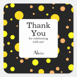 Orange Yellow Polka Dot Black Danke Quadratischer Aufkleber
