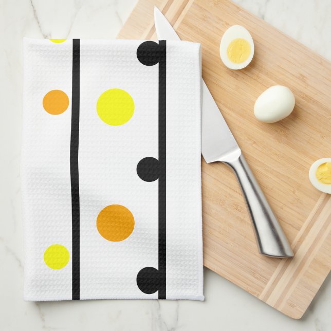 Orange Yellow Polka Dots Geschirrtuch (Viertel Falte)