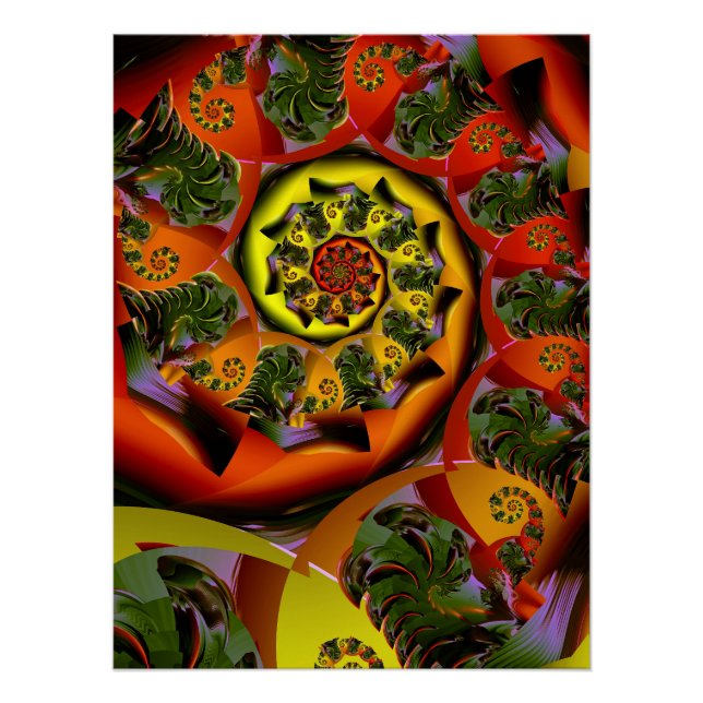 Orange Yellow Psychedelic Spiral Poster (Vorderseite)