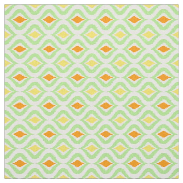 Orange Yellow Retro Chic Ikat Ogee Muster Stoff (Muster)