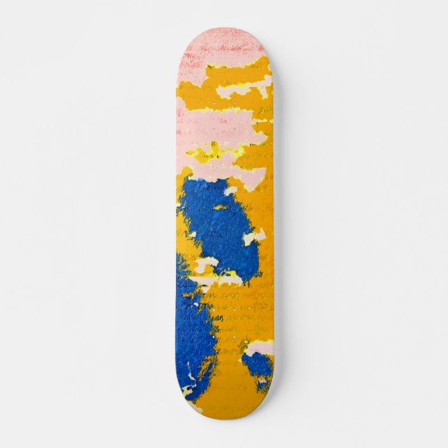 Orange Yellow Sky Blue Light Pink Peeling Paint Skateboard (Vorne)