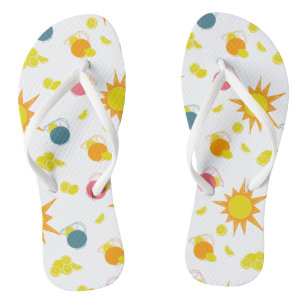 Orange Yellow Suns Lemons Flip Flops