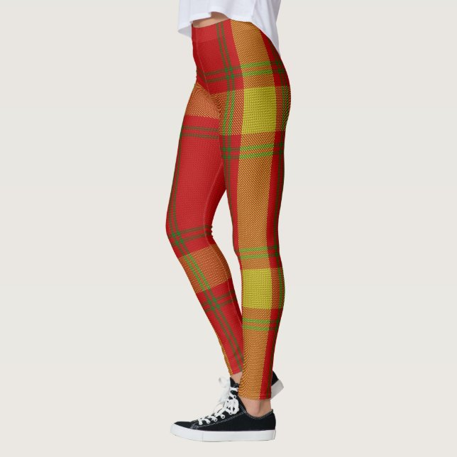 Orange Yellow Tartan Christmas Leggings (Links)