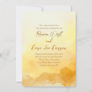 Orange Yellow Watercolor Ombre Painting Wedding Einladung