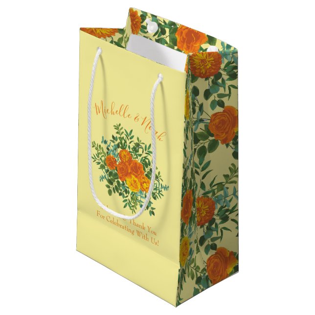 Orange Yellow Wedding Rose Spring Kleine Geschenktüte (Vorderseite Schrägansicht)
