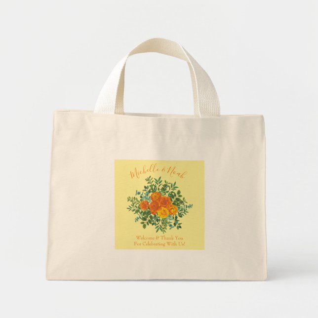 Orange Yellow Wedding Rose Spring Mini Stoffbeutel (Vorne)