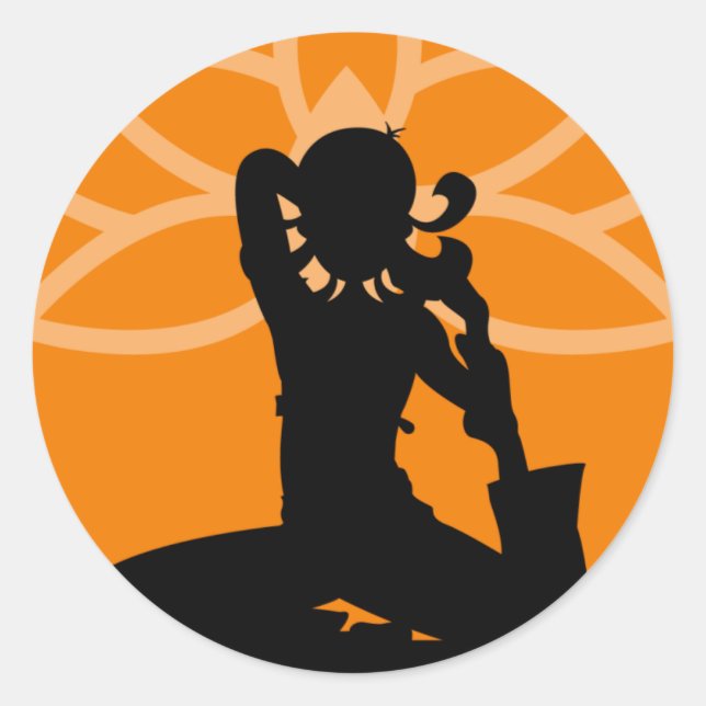 Orange Yoga Silhouette Sticker (Vorderseite)