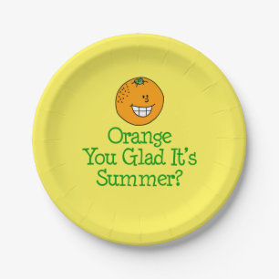Orange You Glad It's Summer Pun Yellow Pappteller