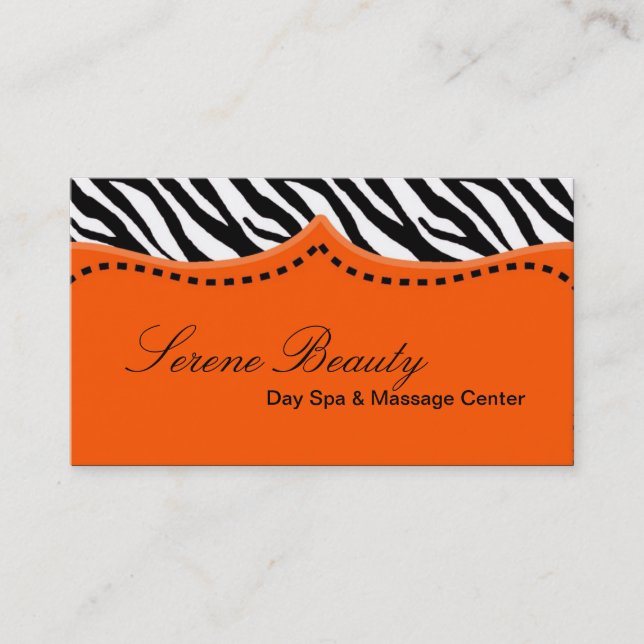 Orange Zebra Print Animal Muster Business Card Visitenkarte (Vorderseite)