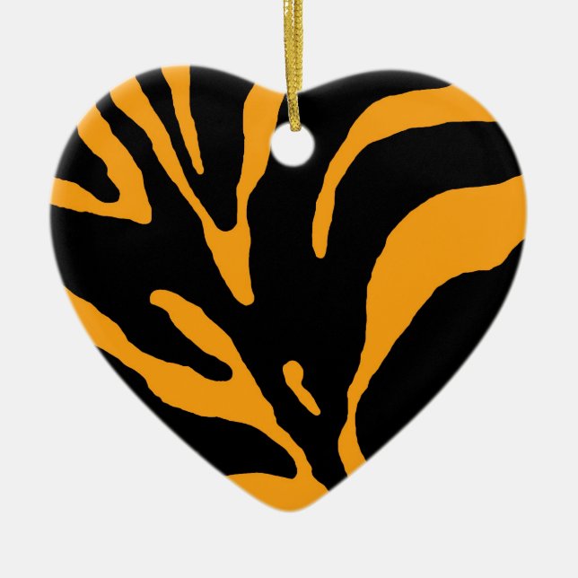 Orange Zebra Stripe Animal Print Keramik Ornament (Vorne)