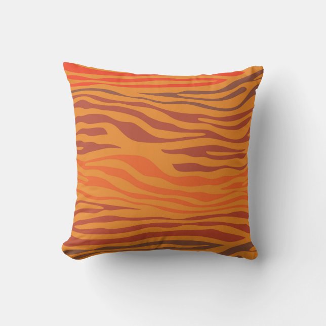 Orange Zebra Stripe Kissen (Vorderseite)