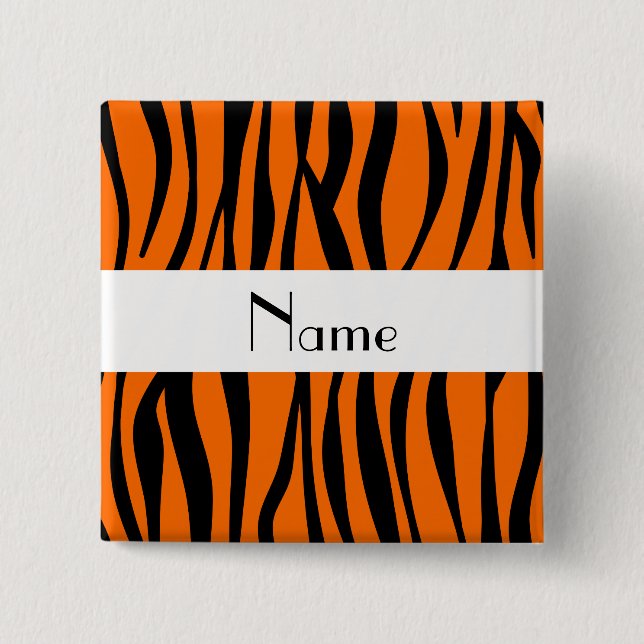Orange Zebra stripes weißen Streifen Button (Vorderseite)