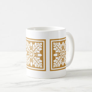 Orange Zest Acorn und Leaf Tile Design Coffee Tass Kaffeetasse