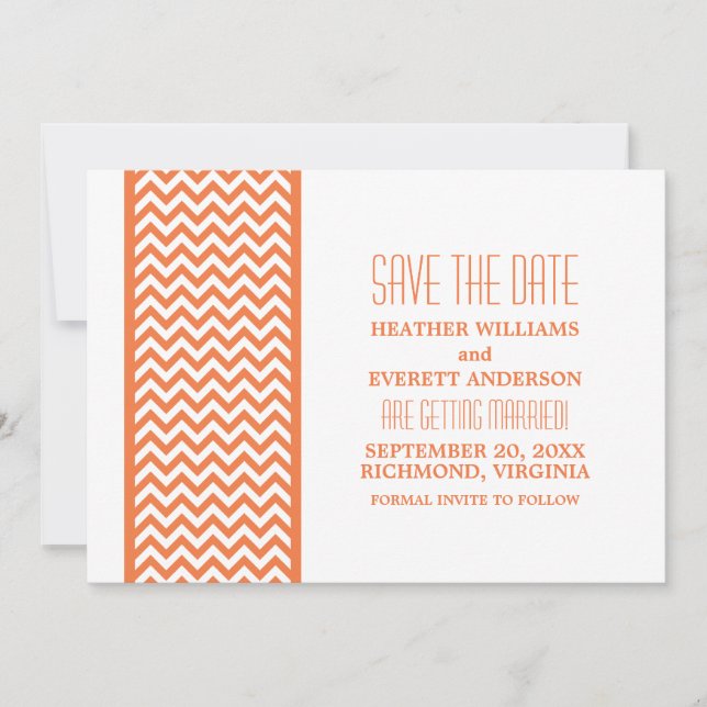 Orange Zickzack Border Save the Date einladen Einladung (Vorderseite)