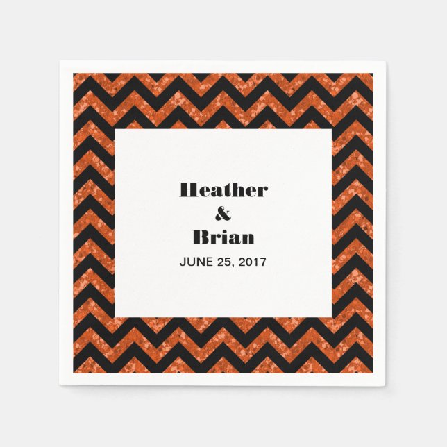 Orange Zickzack Glitzer Paper Napkins Serviette (Vorderseite)