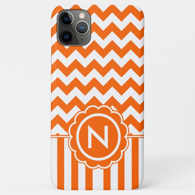 Orange Zickzack-Monogramm Case-Mate iPhone Hülle (Rückseite)