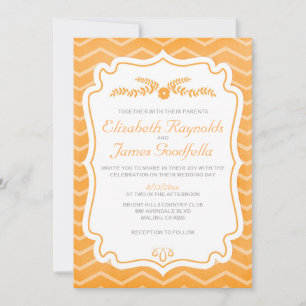 Orange Zickzack Streifen Hochzeitsempfehlung Einladung