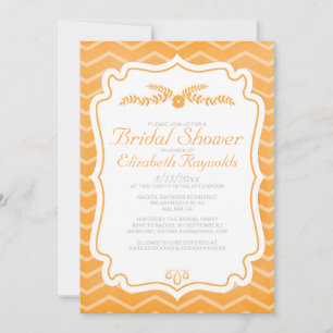 Orange Zickzack Stripes Bridal Dusche Einladungen