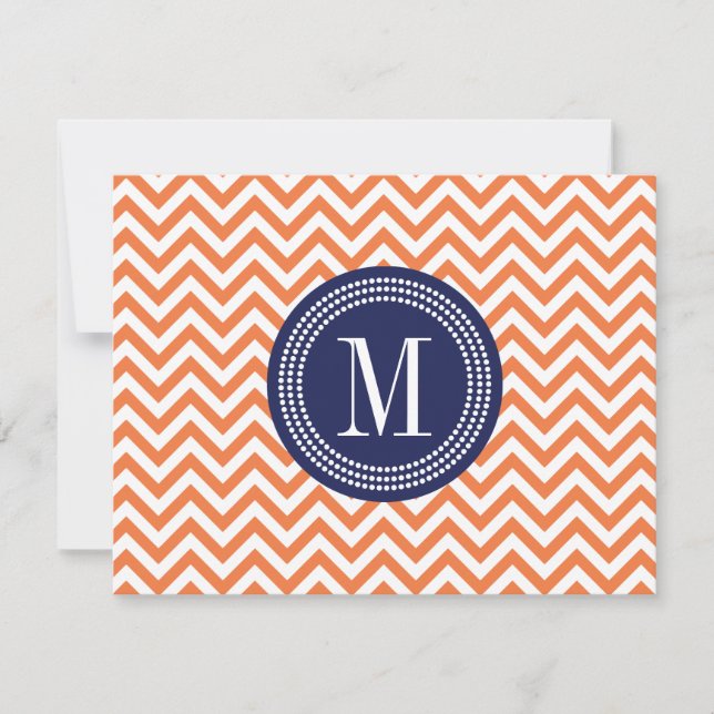 Orange Zickzack Zigzag Personalisiert Monogram (Vorderseite)