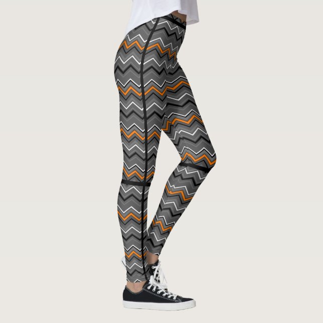 Orange Zig Zag mit schwarzem Streifen...RSD/CRPS Leggings (Rechts)