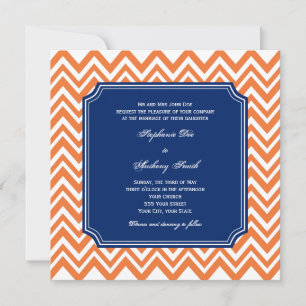 Orange Zigzag Muster mit Royal Blue Wedding Einladung