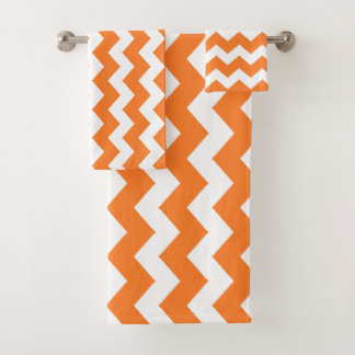 Orange Zigzag Striping Badhandtuch Set