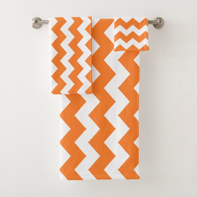 Orange Zigzag Striping Badhandtuch Set (Insitu)