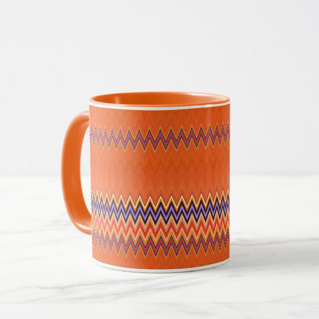 Orange Zigzag Tasse (Vorderseite Links)