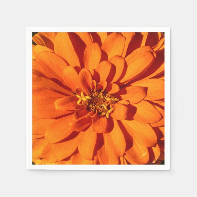 Orange Zinnia Blume Paper Napkin Serviette (Vorderseite)