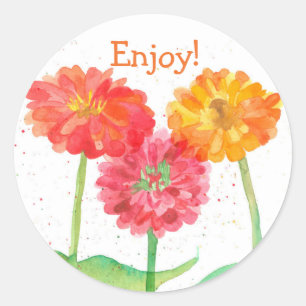 Orange Zinnia Blume Runder Aufkleber