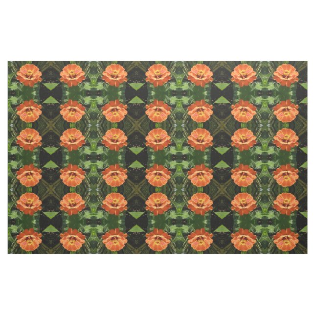 Orange Zinnia Gemustertes Gewebe Stoff (Fat Quarter (45,7 x 55,9 cm))