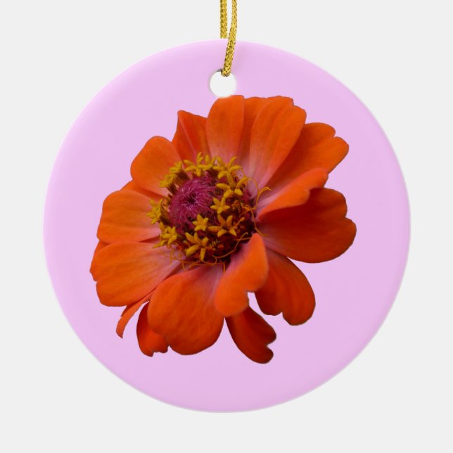 Orange Zinnia Wildblume Natur Flora Keramik Ornament (Vorne)
