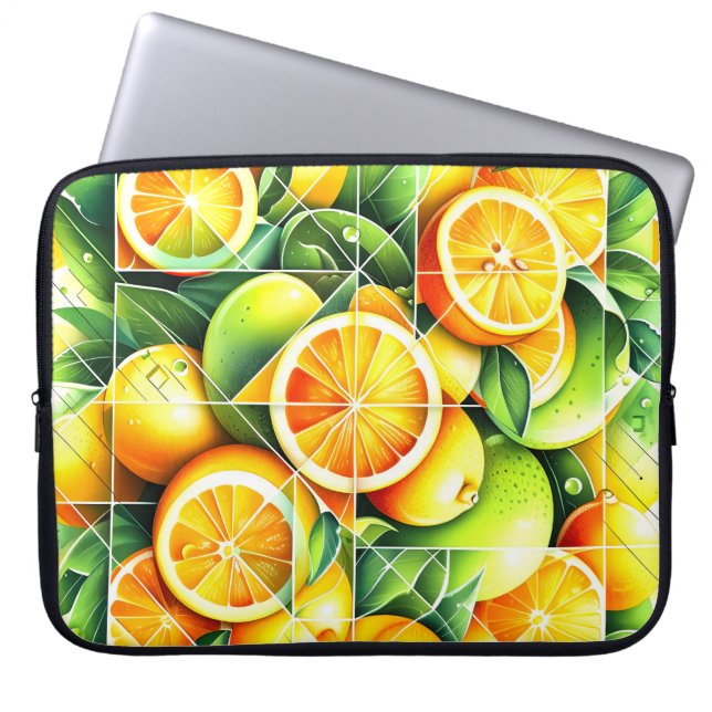 Orange Zitrone Botanisch Citrus Geometrisch Laptopschutzhülle (Vorderseite)