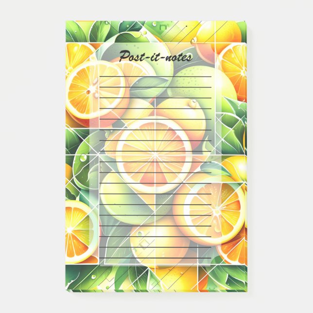 Orange Zitrone Botanisch Citrus Geometrisch Post-it Klebezettel (Vorderseite)