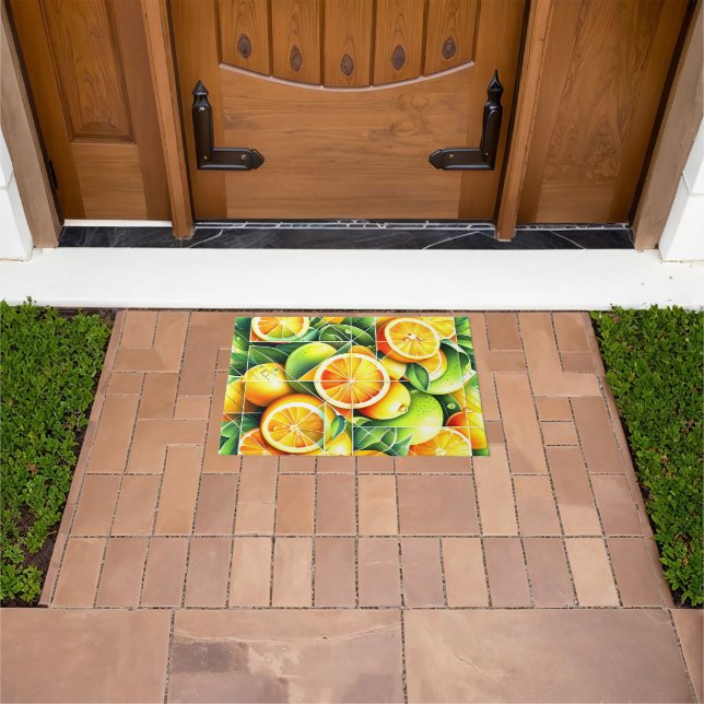 Orange Zitrone Botanisch Zitrus Geometrisch Fußmatte (Außenbereich)