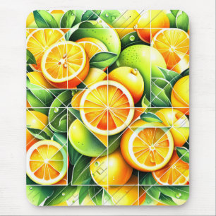 Orange Zitrone Botanisch Zitrus Geometrisch Mousepad