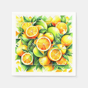 Orange Zitronen Botanische Zitrussch geometric Serviette