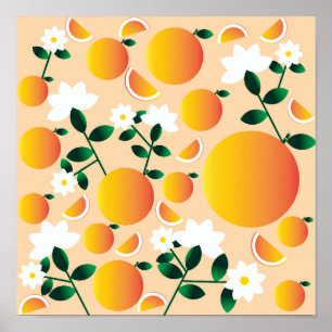 Orange Zitrus Blumen Poster