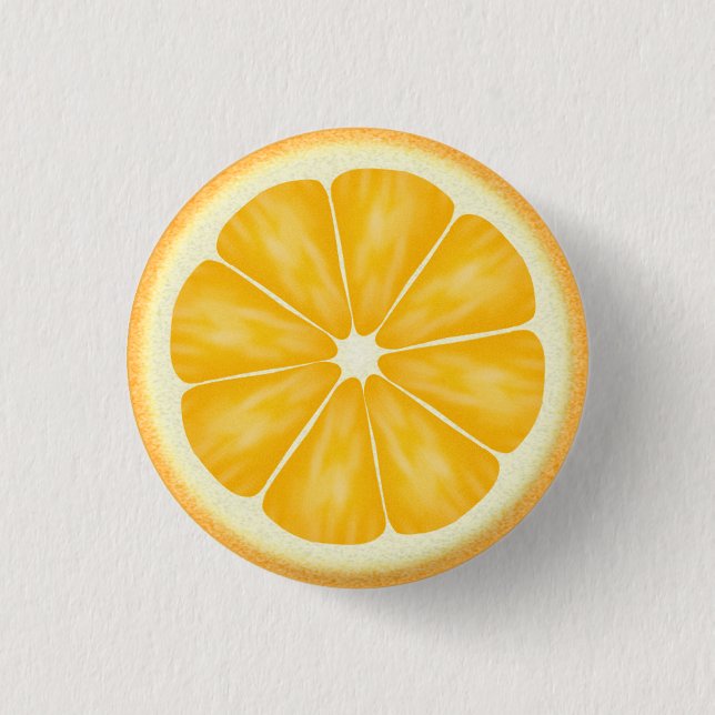 Orange Zitrusfrucht-Scheibe Button (Vorderseite)